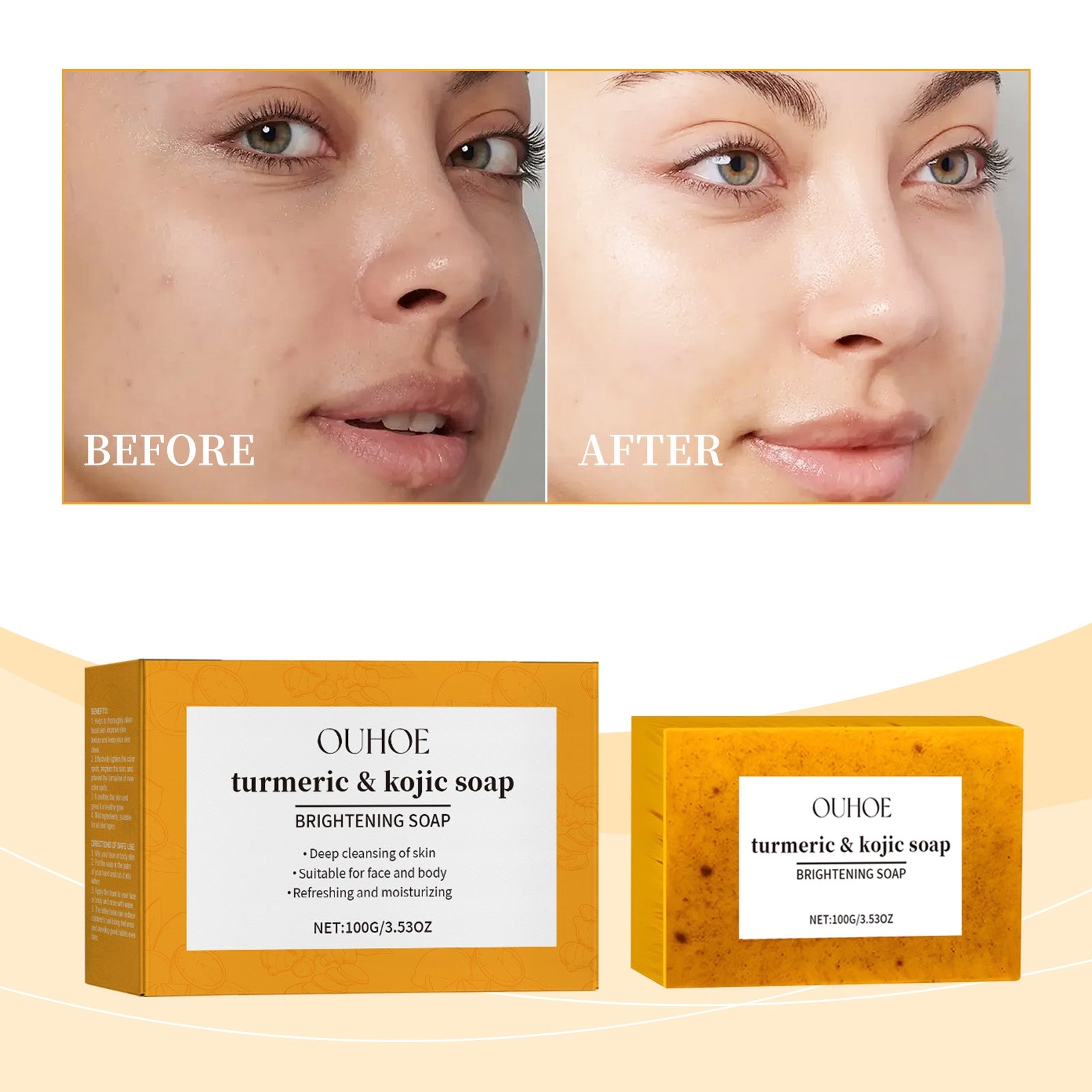 Lemon Turmeric Brightening Soap Gently Cleanses The Skin, Moisturizes, Hydrates And Replenishes Water. It Is A Facial And Body Care Soap