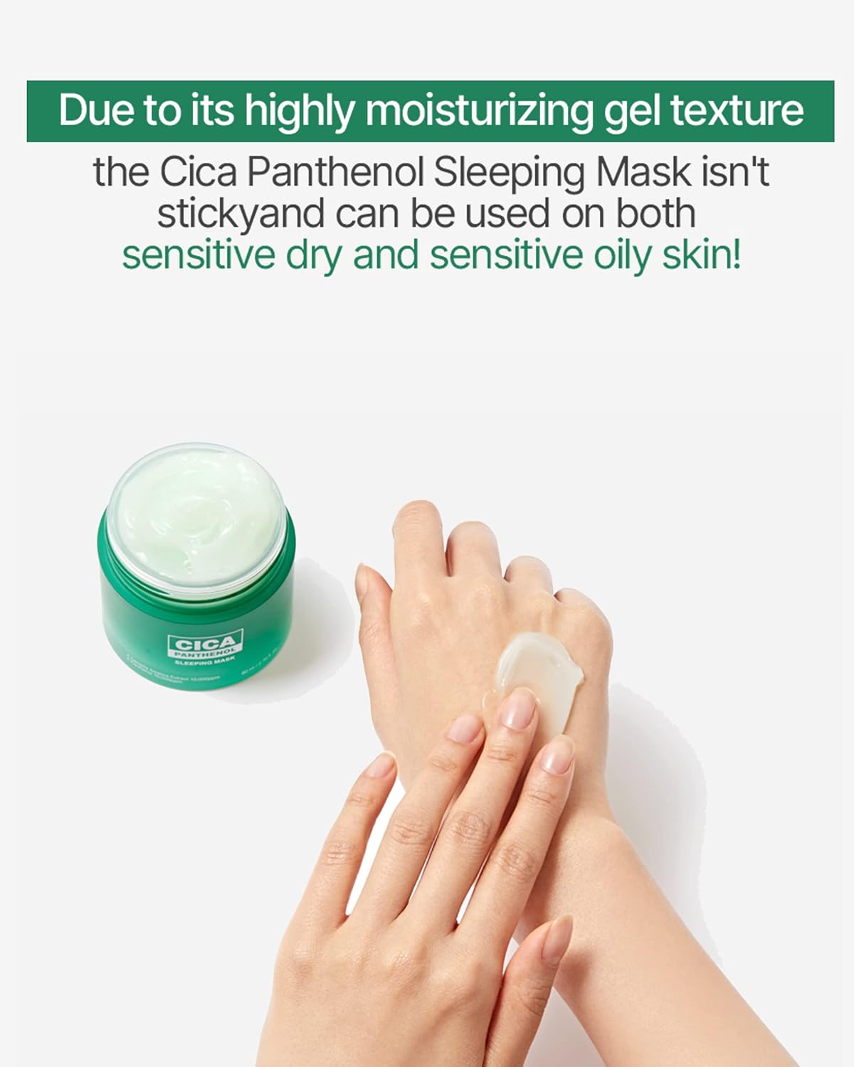 CICA Panthenol Moisturizing Cream | Overnight Face Cream | Soothing, Moisturizing, and Hydrating Facial Mask with Hyaluronic Acid | Korean Skin Care Overnight Moisturizer | 2.70 Fl Oz