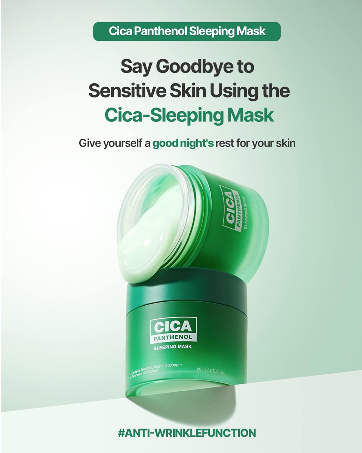 CICA Panthenol Moisturizing Cream | Overnight Face Cream | Soothing, Moisturizing, and Hydrating Facial Mask with Hyaluronic Acid | Korean Skin Care Overnight Moisturizer | 2.70 Fl Oz