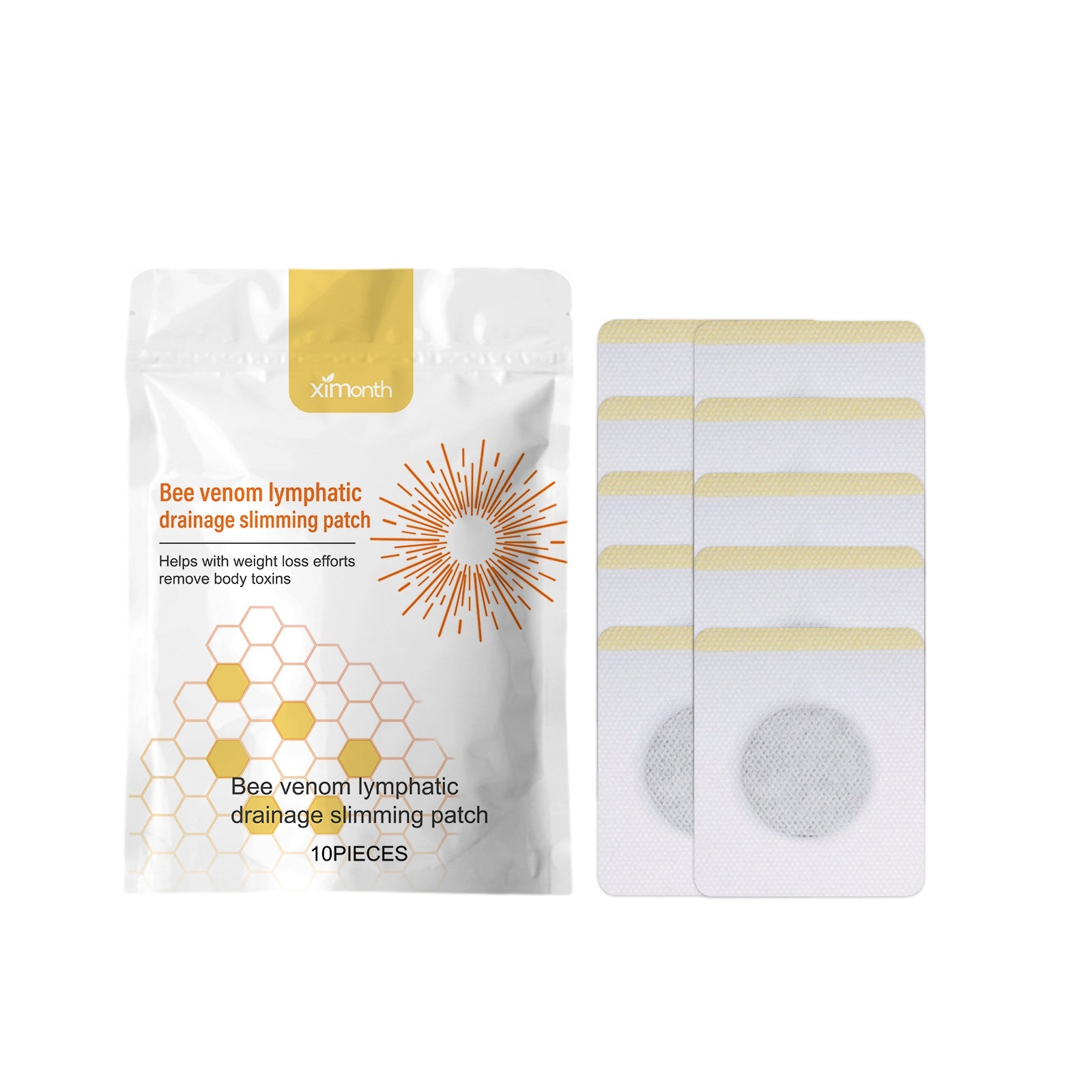 Ximonth Bee Venom Lymphoid Body Shaping Patch, Firming Flab Fat Belly Arms Bye Meat Body Lymph Care Patch