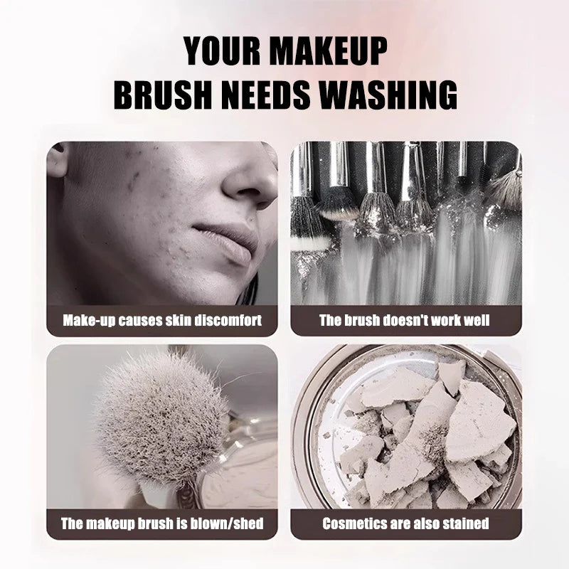 💄 Portable Electric Makeup Brush CleanerAutomatic Spinner, Drying Rack &amp; Sterilizer | Professional Brush Cleaning Kit