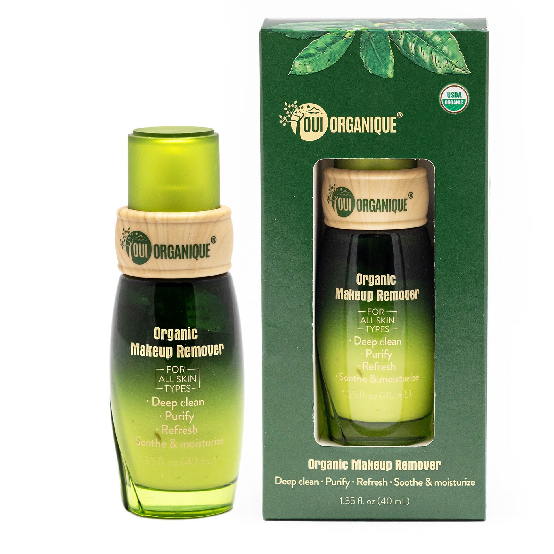 Certified Organic Double action makeup remover Detoxifies the skin Alcohol free