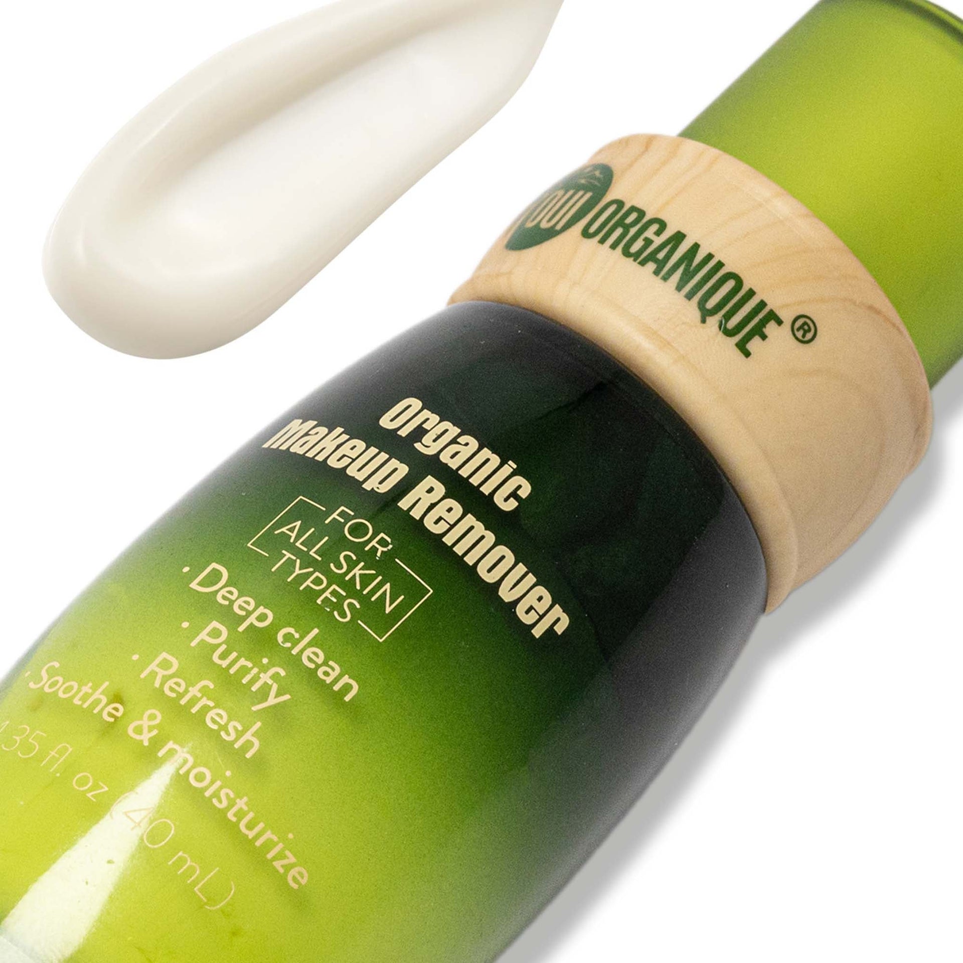 Certified Organic Double action makeup remover Detoxifies the skin Alcohol free