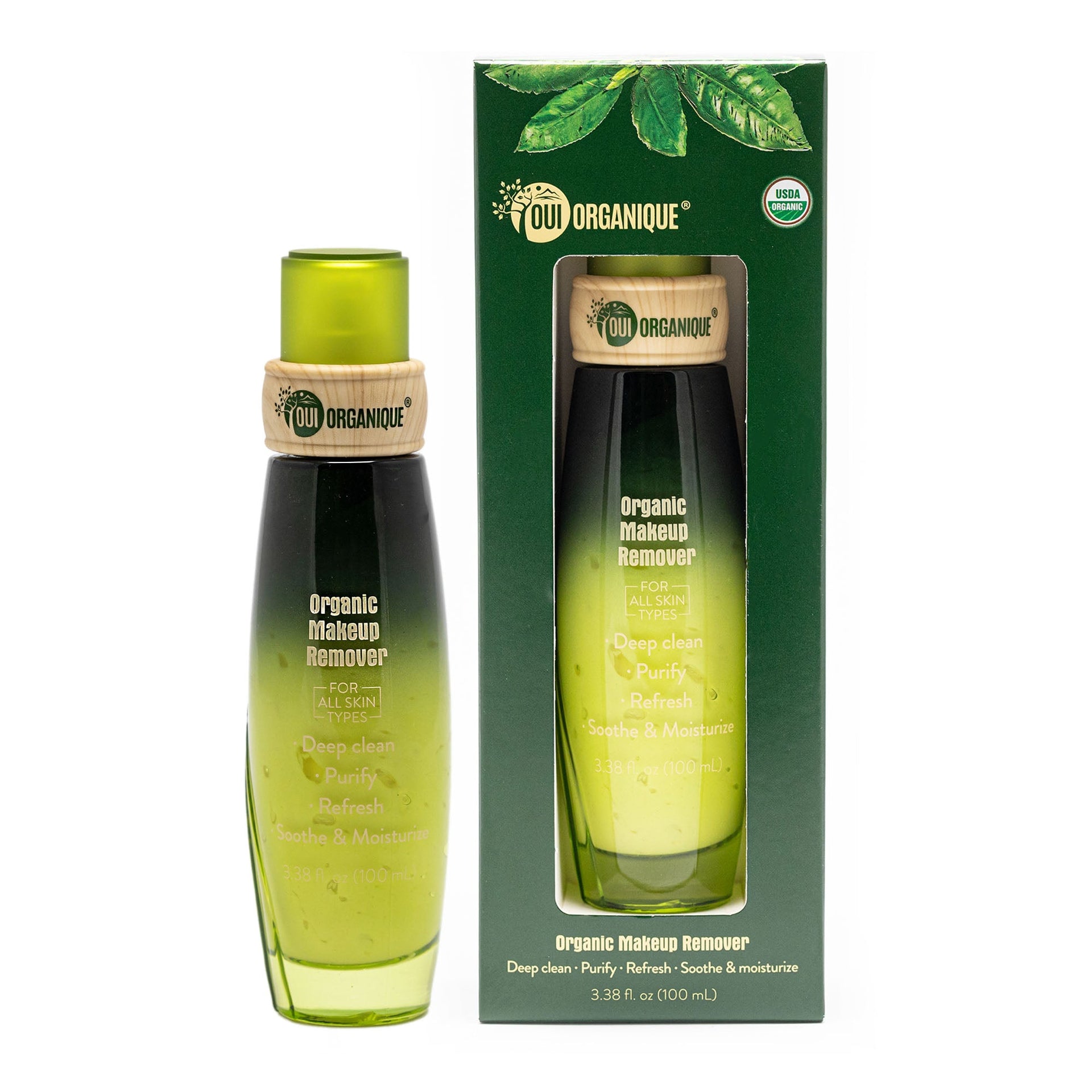 Certified Organic Double action makeup remover Detoxifies the skin Alcohol free